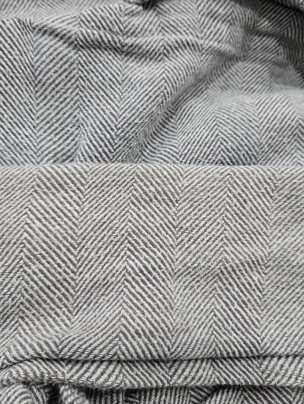 West Elm KING Gray Blue Herringbone Stripe Duvet Cover Organic Cotton Heavy